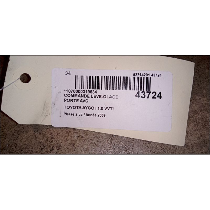 Commande lève-glace porte avant gauche occasion TOYOTA AYGO I Phase 2 01-2009->06-2012 1.0 VVTI 848100H010 3