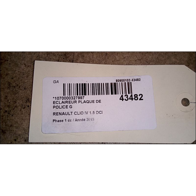 Eclaireur plaque de police g occasion RENAULT CLIO IV Phase 1 07-2012->... 1.5 DCI 75ch 8200480127 2