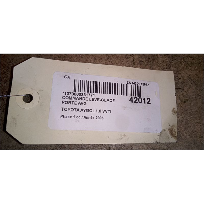 Commande lève-glace porte avant gauche occasion TOYOTA AYGO I Phase 1 06-2005->11-2009 1.0 VVTI 848100H010 3