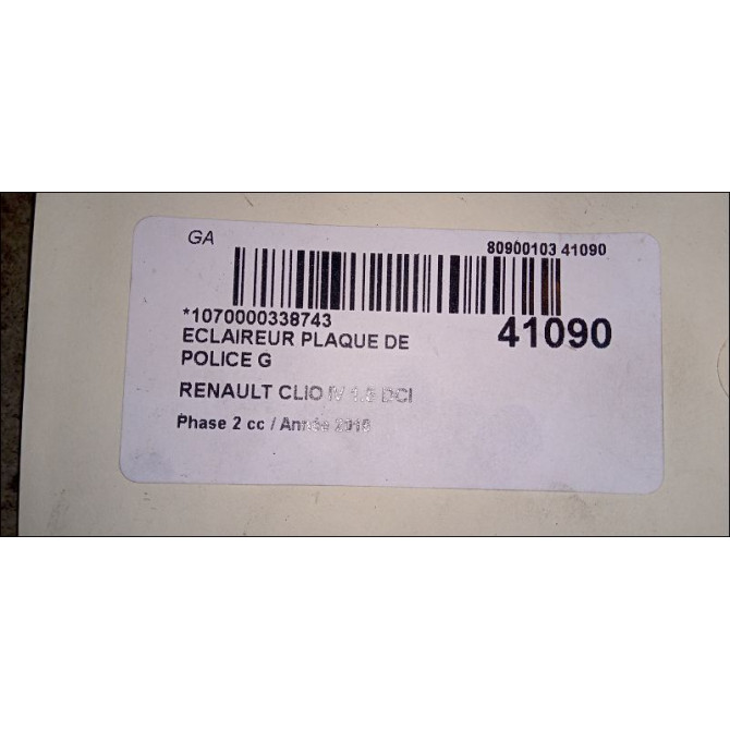 Eclaireur plaque de police g occasion RENAULT CLIO IV Phase 2 08-2016->... 1.5 DCI 75ch 8200480127 3