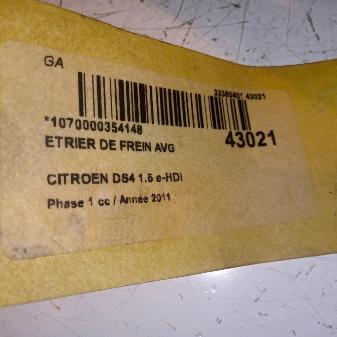 Etrier de frein avant gauche occasion CITROEN DS4 Phase 1 01-2011->03-2016 1.6 e-HDi 110ch 4400V7 4