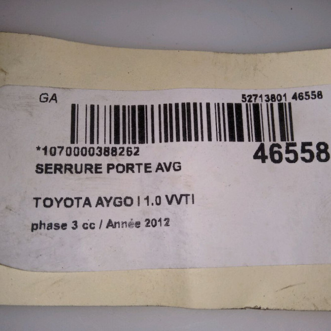 Serrure porte avg occasion TOYOTA AYGO I Phase 1 04-1995->04-1999 1.0 VVTI 68ch 690400H020 6