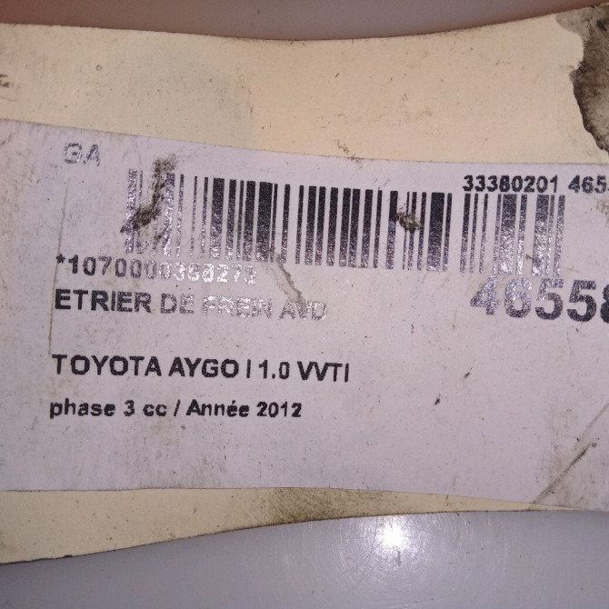 Etrier de frein avant droit occasion TOYOTA AYGO I Phase 1 04-1995->04-1999 1.0 VVTI 68ch 477300H010 5