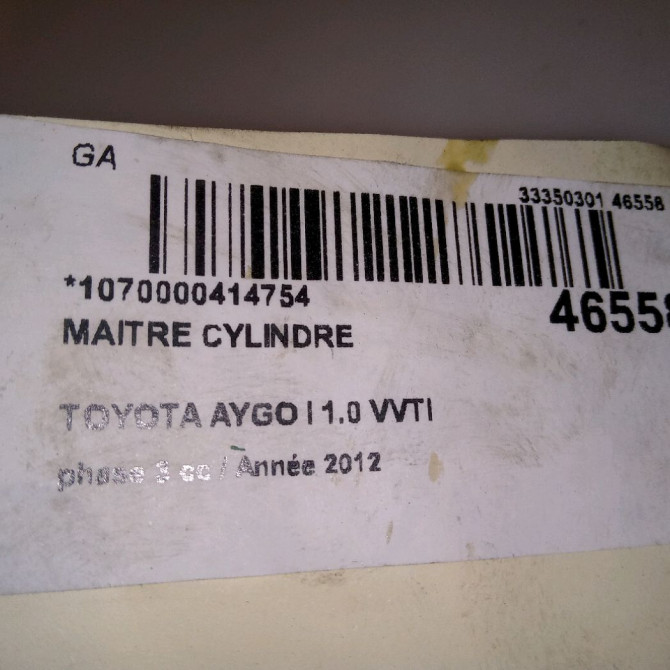 Maitre cylindre occasion TOYOTA AYGO I Phase 1 04-1995->04-1999 1.0 VVTI 68ch 4702509030 6