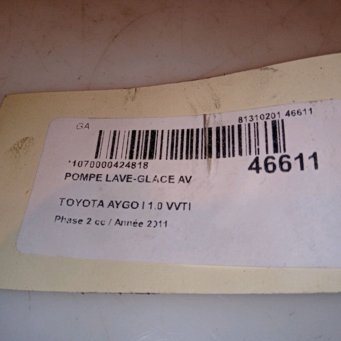Pompe lave-glace avant occasion TOYOTA AYGO I Phase 2 01-2009->06-2012 1.0 VVTI 853300H010 4