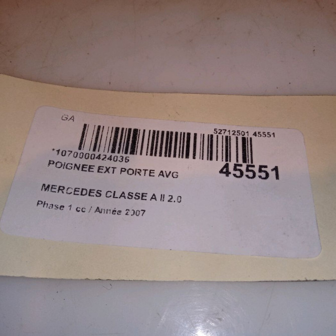 Poignee ext porte avg occasion MERCEDES CLASSE A II Phase 1 12-2004->04-2008 2.0 CDI 16v 110ch 16976605019191 4