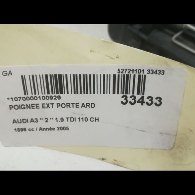 Poignee ext porte ard occasion AUDI A3 II Phase 1 06-2003->06-2008 1.9 TDi 8E0839207 3