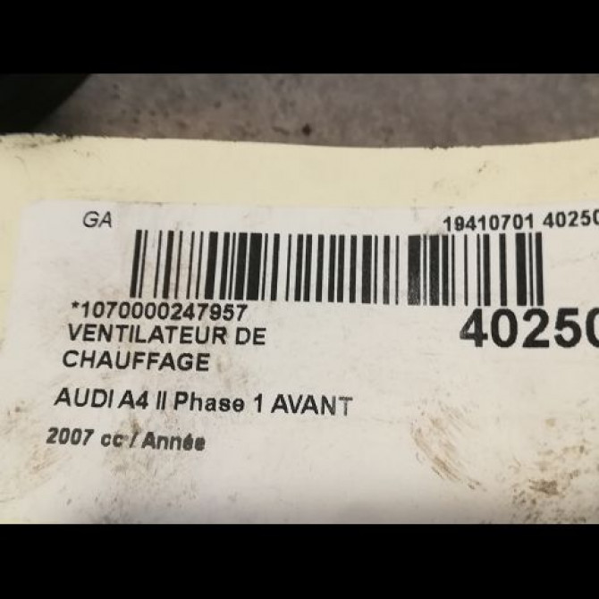 Ventilateur de chauffage occasion AUDI A4 II Phase 1 AVANT 09-2001->11-2004 8E1820021E 3