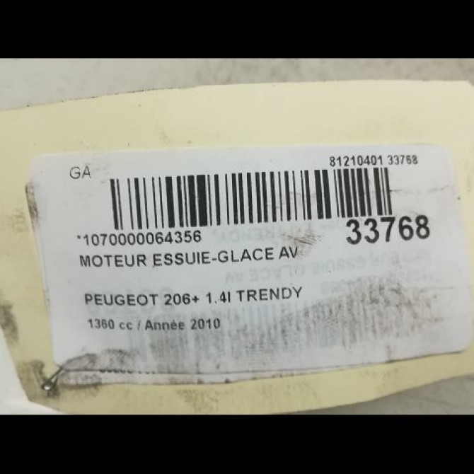 Moteur essuie-glace avant occasion PEUGEOT 206 + Phase 1 03-2009->05-2013 1.4i 75ch 6405N5 5