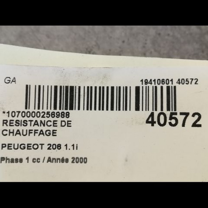 Resistance de chauffage occasion PEUGEOT 206 Phase 1 09-1998->03-2009 1.1i 6450EN 3