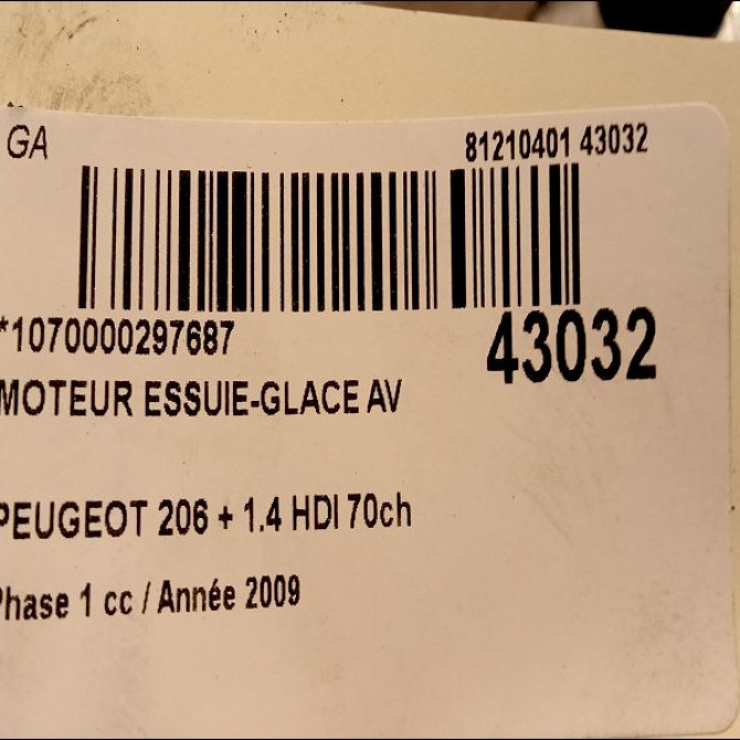 Moteur essuie-glace avant occasion PEUGEOT 206 + Phase 1 03-2009->05-2013 1.4 HDI 70ch 6405N5 3