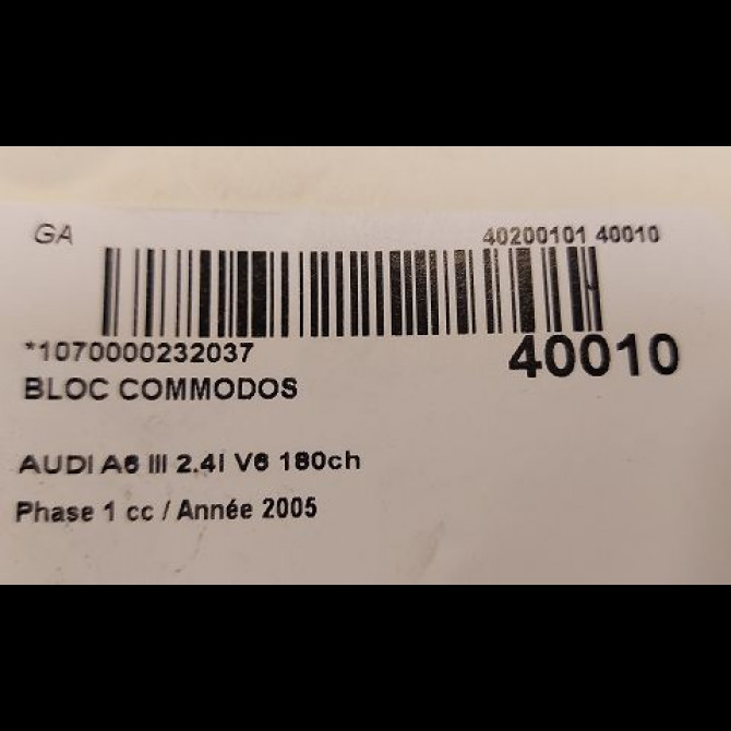 Bloc commodos occasion AUDI A6 III Phase 1 05-2004->10-2008 2.4i V6 180ch 5