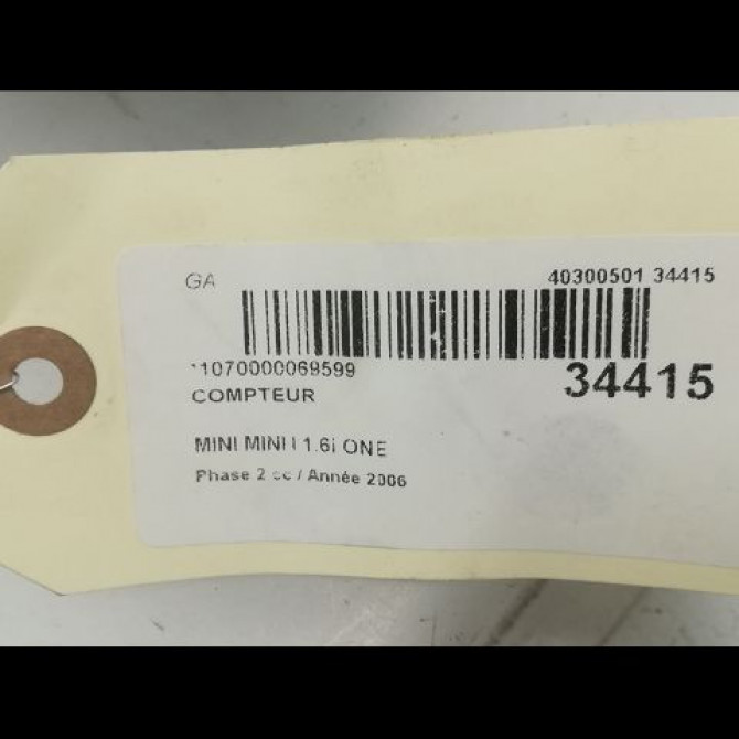 Compteur occasion MINI MINI I Phase 2 07-2004->09-2006 1.6i ONE 62116966500 3