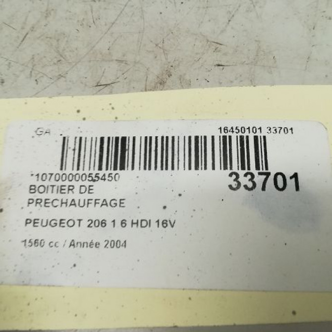 Boitier de préchauffage occasion PEUGEOT 206 Phase 1 09-1998->03-2009 1.6 HDI 16v 598140 5