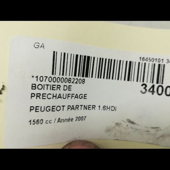 Boitier de préchauffage occasion PEUGEOT PARTNER I Phase 2 11-2002->05-2008 598140 4