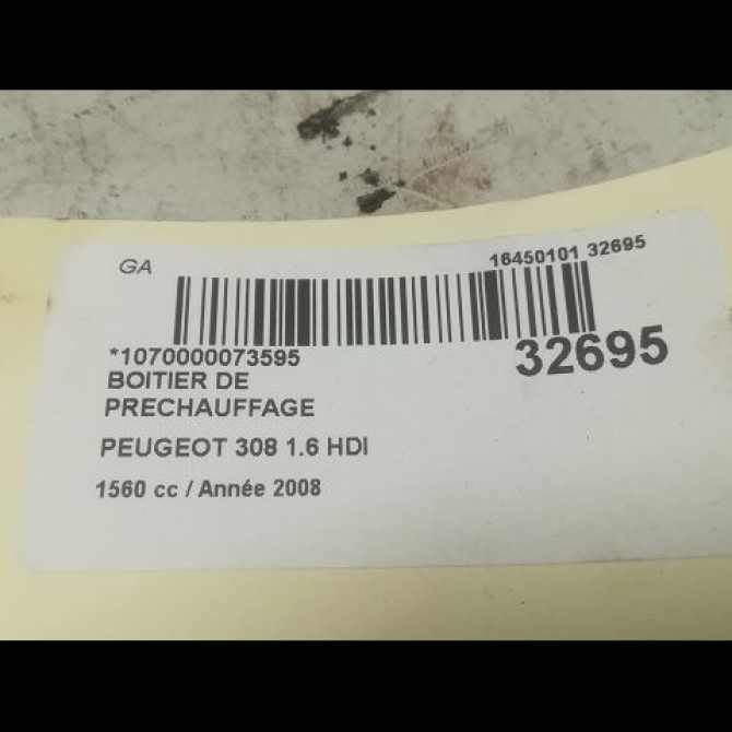 Boitier de préchauffage occasion PEUGEOT 308 I Phase 1 09-2007->03-2011 1.6 HDI 16v 110ch 598140 4