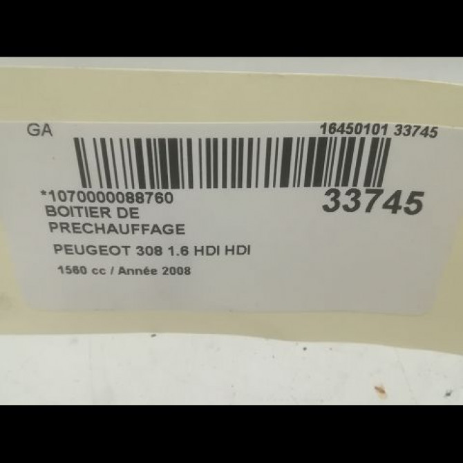 Boitier de préchauffage occasion PEUGEOT 308 I Phase 1 09-2007->03-2011 1.6 HDI 16v 90ch BLUE LION 598140 4