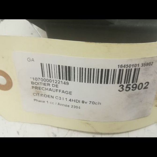 Boitier de préchauffage occasion CITROEN C3 I Phase 1 04-2002->10-2005 1.4HDI 8v 70ch 598140 4