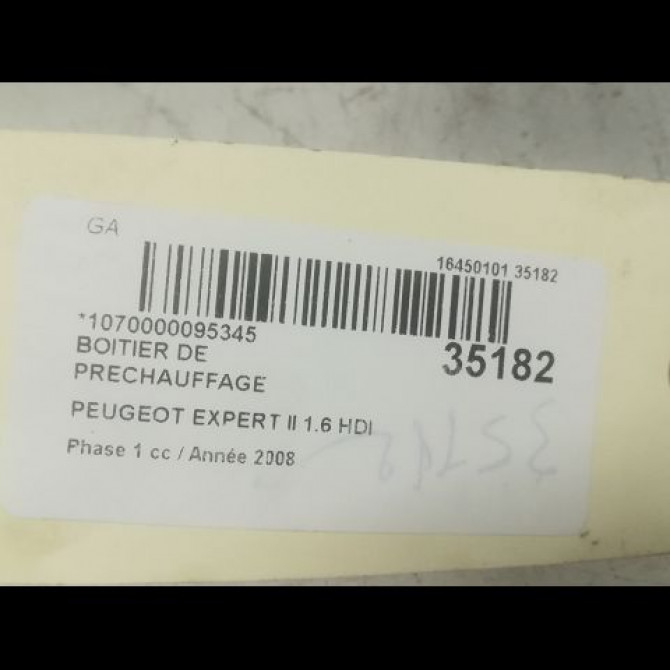 Boitier de préchauffage occasion PEUGEOT EXPERT II Phase 1 01-2007->... 1.6 HDI 90ch 598140 3