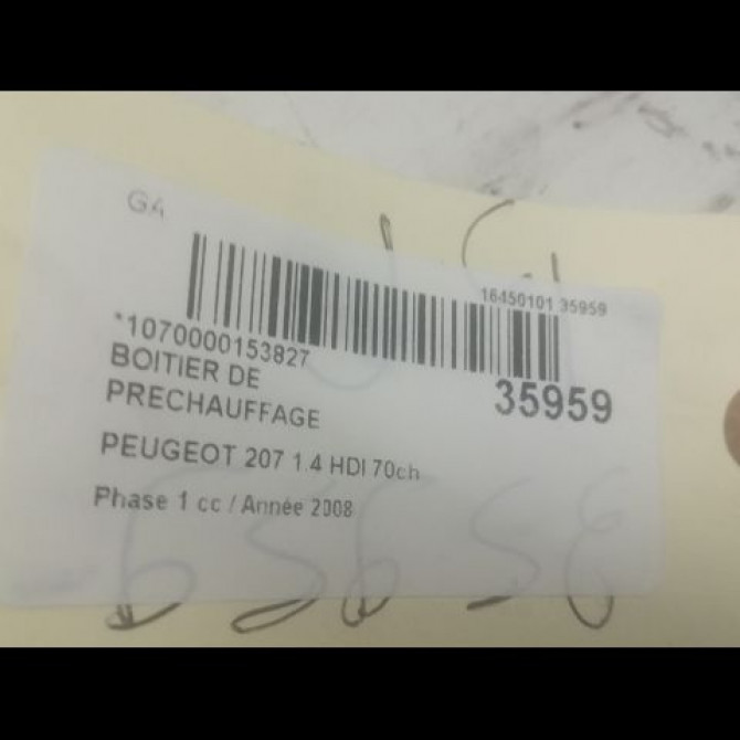 Boitier de préchauffage occasion PEUGEOT 207 Phase 1 04-2006->06-2013 1.4 HDI 70ch 598140 4