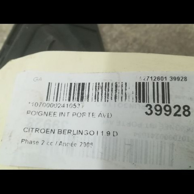 Poignee int porte avd occasion CITROEN BERLINGO I Phase 2 11-2002->10-2010 1.9 D 914395 3