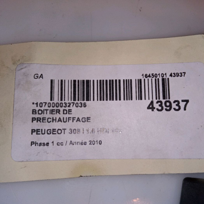 Boitier de préchauffage occasion PEUGEOT 308 I Phase 1 09-2007->03-2011 1.6 HDI 16v 110ch 598140 4