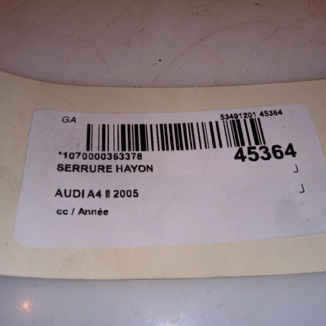 Serrure hayon occasion AUDI A4 II 4