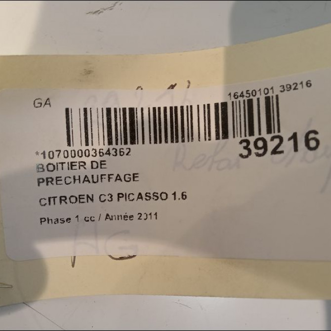 Boitier de préchauffage occasion CITROEN C3 PICASSO Phase 1 02-2009->08-2012 1.6 HDi 16v 90ch 598140 3