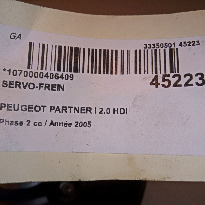 Servo-frein occasion PEUGEOT PARTNER I Phase 2 11-2002->05-2008 2.0 HDI 4535R4 4