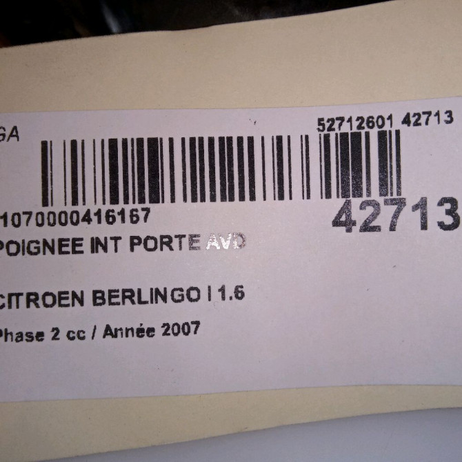 Poignee int porte avd occasion CITROEN BERLINGO I Phase 2 11-2002->10-2010 1.6 HDi 75ch 914395 4