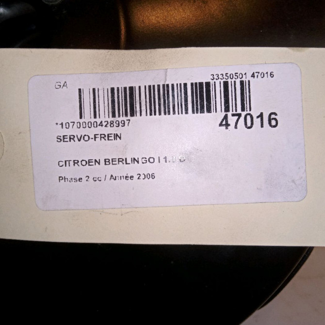 Servo-frein occasion CITROEN BERLINGO I Phase 2 11-2002->10-2010 1.9 D 4535R4 4