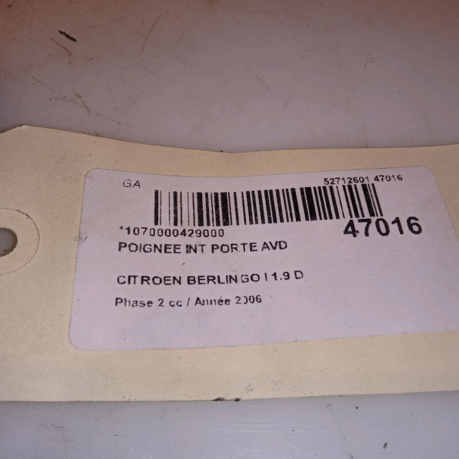 Poignee int porte avd occasion CITROEN BERLINGO I Phase 2 11-2002->10-2010 1.9 D 914395 4