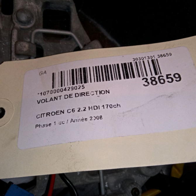 Volant de direction occasion CITROEN C6 Phase 1 12-2005->03-2013 2.2 HDI 170ch 4109HR 4