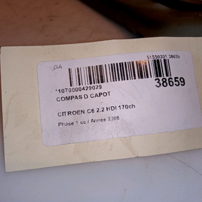 Compas d capot occasion CITROEN C6 Phase 1 12-2005->03-2013 2.2 HDI 170ch 791337 4