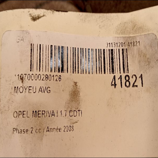 Moyeu avg occasion OPEL MERIVA I Phase 2 01-2006->09-2010 1.7 CDTI 100ch 90486460 3