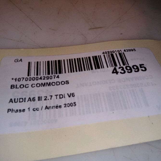 Bloc commodos occasion AUDI A6 III Phase 1 05-2004->10-2008 2.7 TDi V6 4