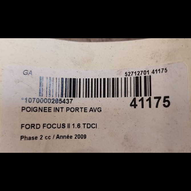 Poignee int porte avg occasion FORD FOCUS II Phase 2 01-2008->12-2010 1.6 TDCI 90ch 1470113 3