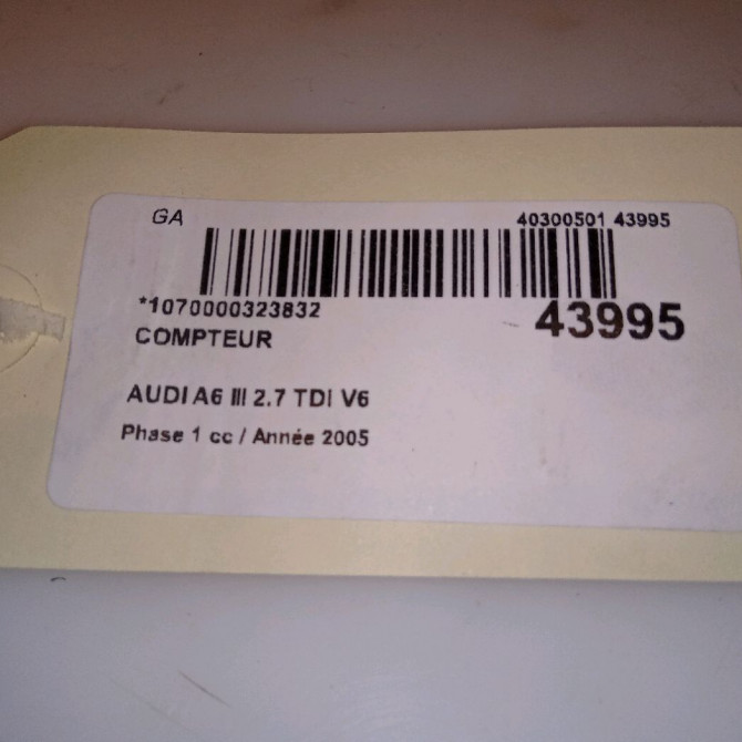 Compteur occasion AUDI A6 III Phase 1 05-2004->10-2008 2.7 TDi V6 4F0920901G 4