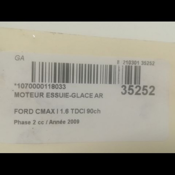 Moteur essuie-glace arrière occasion FORD CMAX I Phase 2 03-2007->09-2010 1.6 TDCI 90ch 1689913 3