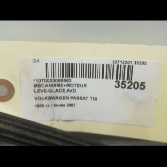 Mecanisme + moteur lève-glace avant droit occasion VOLKSWAGEN PASSAT V Phase 1 03-2005->10-2010 2.0 TDI 140ch 3C1837462H 3