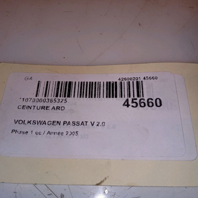 Ceinture arrière droite occasion VOLKSWAGEN PASSAT V Phase 1 03-2005->10-2010 2.0 TDI 140ch 3C5857806KRAA 4