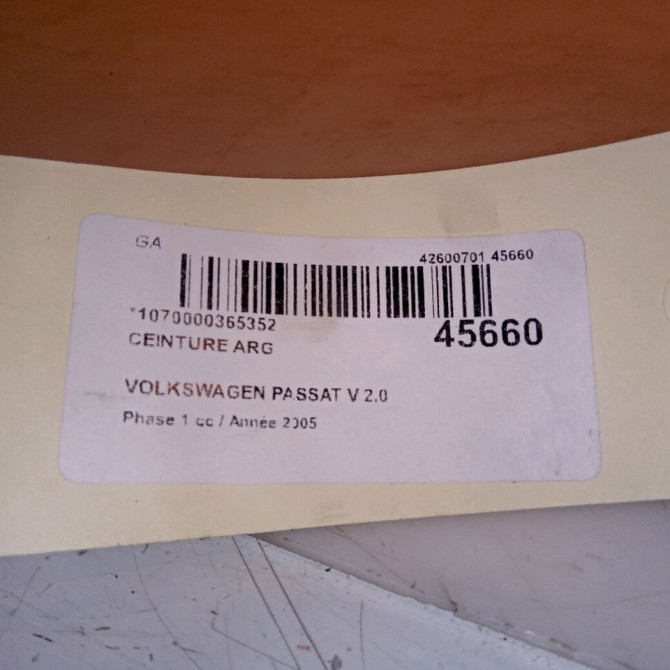 Ceinture arrière gauche occasion VOLKSWAGEN PASSAT V Phase 1 03-2005->10-2010 2.0 TDI 140ch 3C5857805KRAA 4