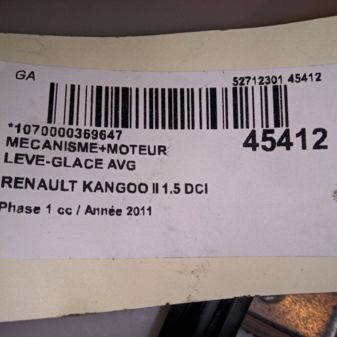Mecanisme+moteur leve-glace avg occasion RENAULT KANGOO II Phase 1 01-2008->03-2013 1.5 DCI 90ch 807213441R 5