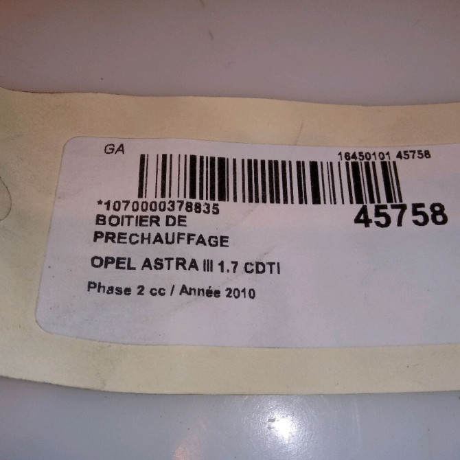 Boitier de préchauffage occasion OPEL ASTRA III Phase 2 01-2007->04-2011 1.7 CDTI 110ch 4