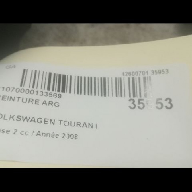 Ceinture arrière gauche occasion VOLKSWAGEN TOURAN I Phase 2 11-2006->09-2010 2.0TDi 16v 140ch 1T0857805DRAA 3