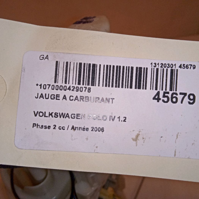 Jauge a carburant occasion VOLKSWAGEN POLO IV Phase 2 05-2005->09-2009 1.2 65ch 6Q0919673D 4