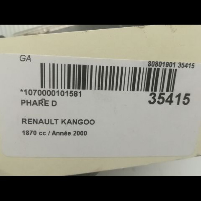 Phare droit occasion RENAULT KANGOO I Phase 1 09-1997->06-2003 1.9 D 55ch 260105328R 3