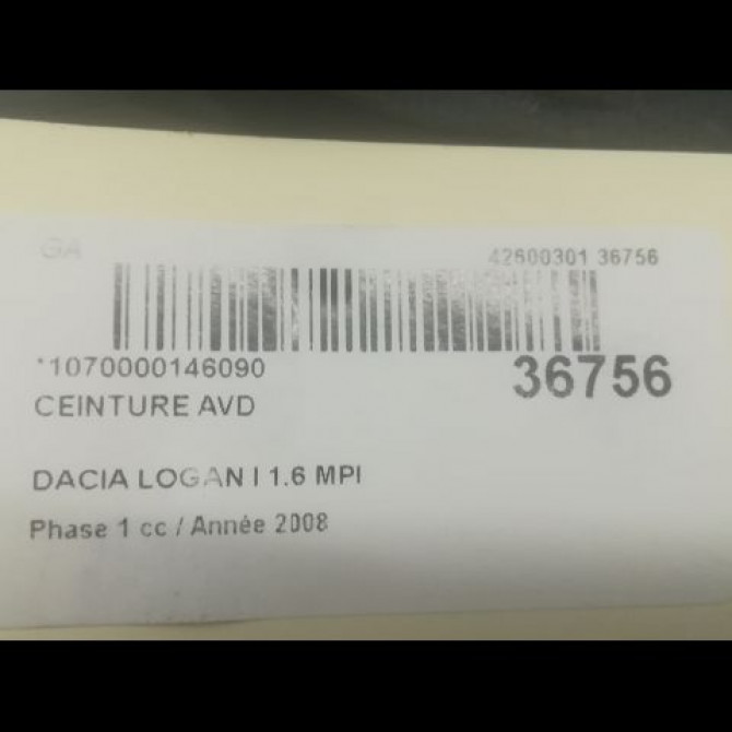 Ceinture avant droite occasion DACIA LOGAN I Phase 1 06-2005->06-2008 1.6 MPI 8200934787 4