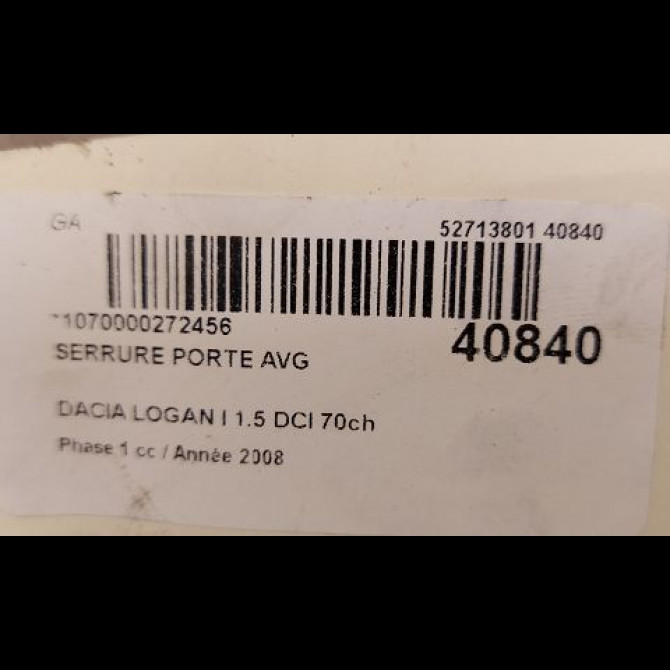 Serrure porte avg occasion DACIA LOGAN I Phase 1 06-2005->06-2008 1.5 DCI 70ch 6001547509 3