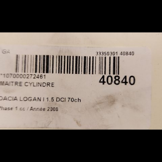 Maitre cylindre occasion DACIA LOGAN I Phase 1 06-2005->06-2008 1.5 DCI 70ch 3